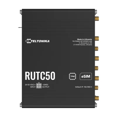 Router TELTONIKA RUTC50, 5G, Wi-Fi 6, 5x Gigabit, DIN rail, dual SIM, GNSS