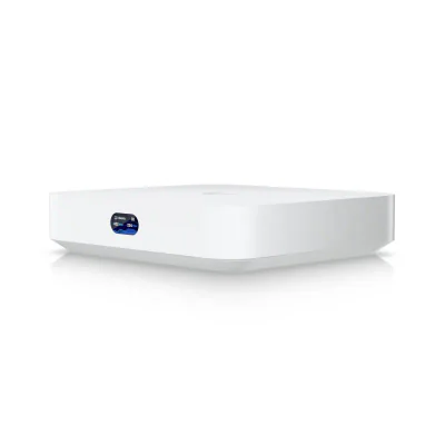 Router Ubiquiti UCG-MAX, 4 x LAN, 1 x WAN, 10/100/1000/2500 Mbps, 5 x RJ-45, procesor Quad-core ARM Cortex-A53 1.5 GHz, Memorie FLASH ROM 512 GB NVMe SSD
