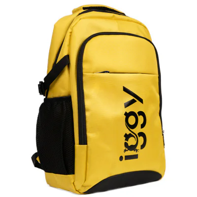 RUCSAC IGGY RIDER, pt. notebook de max. 15.6", 2 compartimente, buzunar frontal, troler strap, water-resistant, poliester, galben/negu, "IGBP-RIDER"