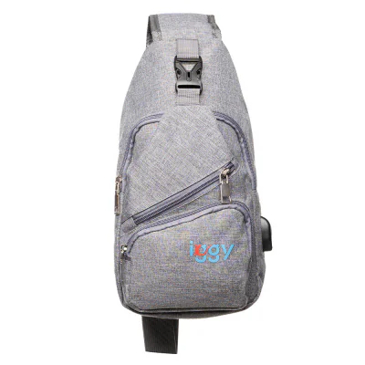 RUCSAC Sling Iggy, polyester,1 bretea, 1 compartiment principal,2 compartimente frontale, 32x16x6.9cm, mufa USB incarcare+cablu, gri, "IGSL-SLING-GY"