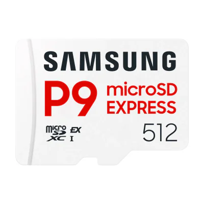 Samsung P9 Express, microSD Express Card, 512 GB, MicroSDXC, UHS-I, 800 MB/s, Class 3 (U3), V30