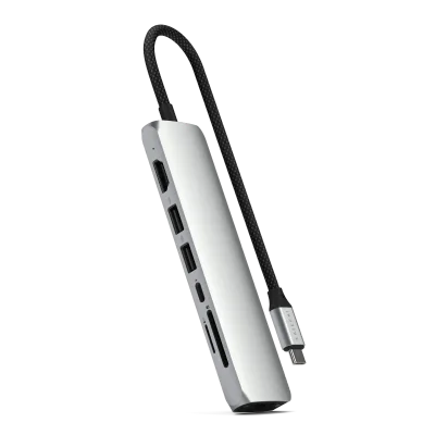 Satechi 7-in-1 USB-C Slim Multiport Adapter with Ethernet - Silver
