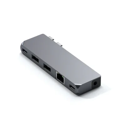Satechi Aluminium Pro Hub Mini (1xUSB4 96W up to 6K 60Hz display output, 2 x USB-A 3.0, 1xEthernet, 1xUSB-C, 1xAudio) - Silver