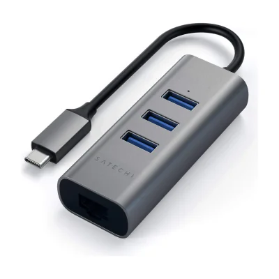 Satechi Aluminium Type-C Hub (3x USB 3.0,Ethernet) - Space Grey
