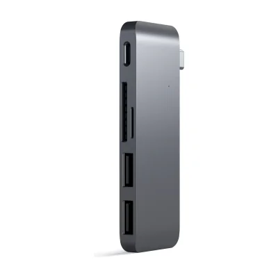 Satechi Aluminium Type-C Passthrough USB Hub (3x USB 3.0,MicroSD) - Space Grey