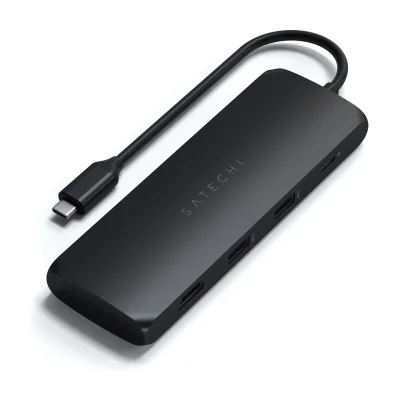 Satechi Aluminium USB-C Hybrid Multiport adapter (SSD Enclosure, HDMI 4K, 2 x USB-A 3.1 Gen 2 up to 10 Gbps) - Black
