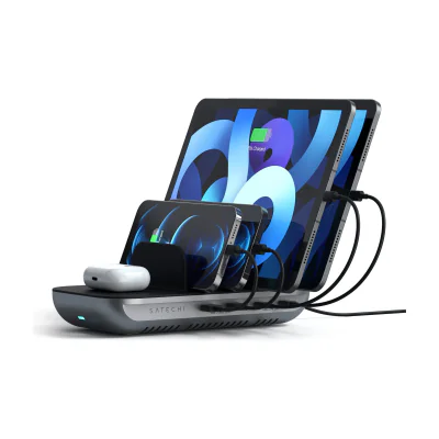 Satechi Dock 5 Multi device charging station with EU plug (2xUSB-C PD 20 W, 2x USB-A 12W, Wireless) - Space Grey