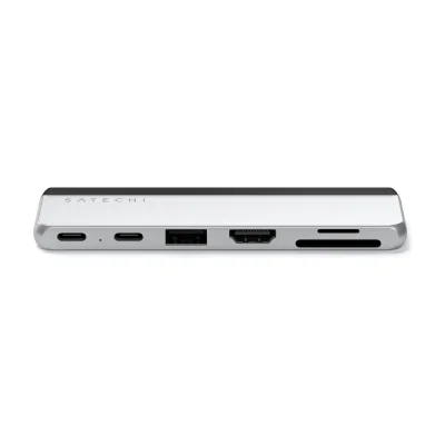 Satechi DUAL USB-C HUB for SURFACE PRO 9 (1x USB4 Pass-through Port 100W PD, 1x 6K/60Hz or Dual 4K/60Hz Video 40Gbps,2x USB-C 3.2 Gen 2 Port, 1x USB-A 3.2 Gen 2, HDMI 2.0 Port (4K/60Hz) SD/microSD)