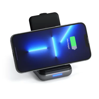 Satechi Duo Wireless Charger Power Bank Stand 10000 mAh Stand (Powerbank based for iPhone & Airpods) - Space Grey