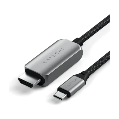Satechi USB-C To HDMI 2.1 8K Cable (Mac Devices up to 4K/60Hz, 8K/60Hz, 4K 60Hz/120Hz, 2K/ 40Hz, 1080P/500Hz,  Dynamic HDR10+  HDCP 1.4 & HDCP 2.3) - Space Grey
