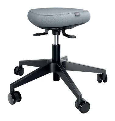 SCAUN ergonomic Leitz Ergo, pozitie sezut/ in picioare, inaltime reg 46-60 cm, 600x600x470 mm, baza rotunjita pt. rotire/ leganare, sezut din spuma, roti pivotante, gri, "65770095"