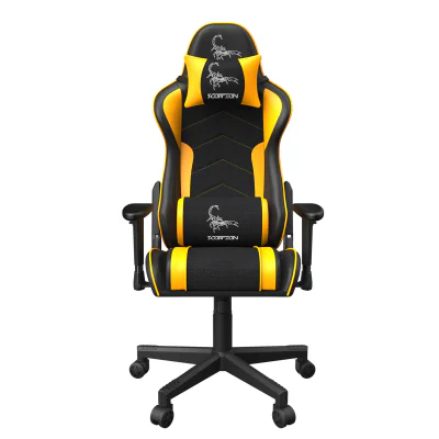 GEMBIRD Gaming chair SCORPION black mesh yellow skin