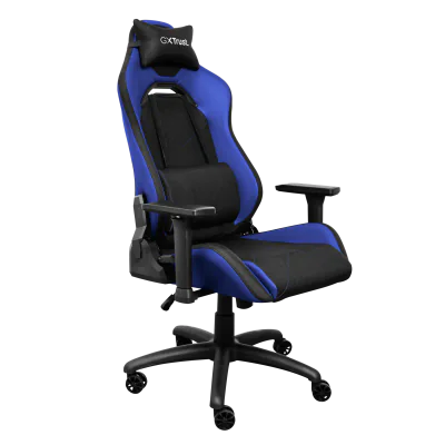 Scaun gaming Trust GXT 714B Ruya Comfortable, roti, ridicare pe gaz clasa 4, adjustabil pe inaltime, material plastic + PU leather, greutate maxima suportata 150 kg, negru/albastru