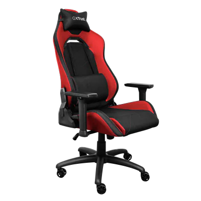 Scaun gaming Trust GXT 714B Ruya Comfortable, roti, ridicare pe gaz clasa 4, adjustabil pe inaltime, material plastic + PU leather, greutate maxima suportata 150 kg, negru/rosu