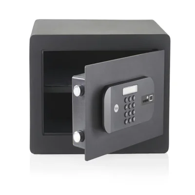 Seif compact de inalta siguranta Yale, 250x350x300 mm, YSEB/250/EB1; Caracteristici: Ușa tăiată cu laser-întărită cu placă armată anti- forare; Mecanism deschidere ușă automat; Încuietoare motorizată cu  nivel de securitate ridicat; Blocare timp de 1