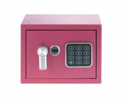 Seif Yale standard rezidential mini YSV/170; Se livreaza cu 2 chei; se blocheaza la introducerea consecutiva a 3 coduri personale gresite ; Usor de actionat cu cod personal; Mai mult de 100 000 de combinatii culoare roz