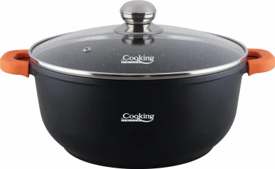 SEMIOALA ALUMINIU TURNAT +CAPAC, 36 CM X 16 CM, 13.5 L, DARK LINE, COOKING  BY HEINNER