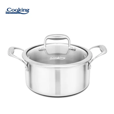 SEMIOALA INOX+CAPAC STICLA 24x12CM, 5L, ATOMIC3, COOKING BY HEINNER