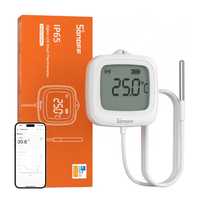 Senzor de temperatură ZigBee LCD Sonoff SNZB-02LD (cu sondă)