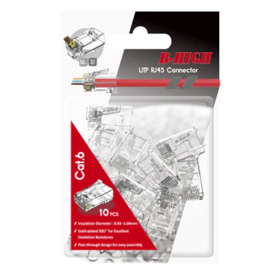 Set 10 conectori UTP RJ45 Cat.6A PASS THROUGH BH-01-00211- Conector modular CAT 6 UTP , J45