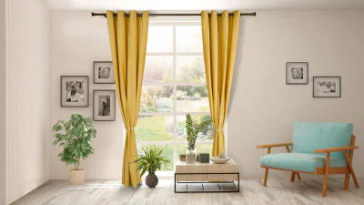 Set 2 draperii catifea 140x270 cm - Galbene