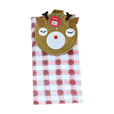 Set 2 piese bucatarie:suport vase,prosop Deer