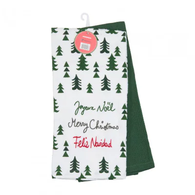Set 2 prosoape de bucatarie, 38x63 cm,Green