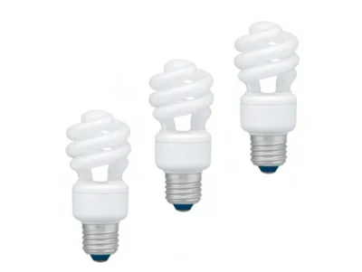 SET 3 becuri fluorescent Panasonic, soclu E27, putere 11W, forma spirala, lumina alb calda, alimentare 220 - 240 V, "EFD11E27HD3E-3"