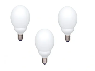 SET 3 becuri fluorescent Panasonic, soclu E27, putere 13W, forma sferic, lumina alb rece, alimentare 220 - 240 V, "EFG13E672V-3"