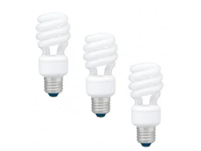SET 3 becuri fluorescent Panasonic, soclu E27, putere 14W, forma spirala, lumina alb calda, alimentare 220 - 240 V, "EFD14E27HD3E-3"