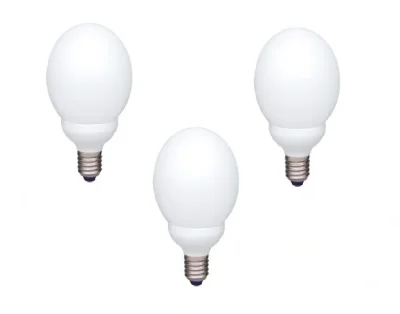 SET 3 becuri fluorescent Panasonic, soclu E27, putere 18W, forma oval, lumina alb rece, alimentare 220 - 240 V, "EFG18E65HD-3"