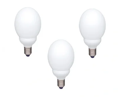 SET 3 becuri fluorescent Panasonic, soclu E27, putere 18W, forma sferic, lumina alb calda, alimentare 220 - 240 V, "EFG18E27HD-3"
