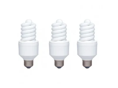 SET 3 becuri fluorescent Panasonic, soclu E27, putere 18W, forma spirala, lumina alb calda, alimentare 220 - 240 V, "EFD18E27HD-3"