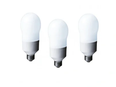 SET 3 becuri fluorescent Panasonic, soclu E27, putere 24W, forma oval, lumina alb calda, alimentare 220 - 240 V, "EFA24E282V-3"