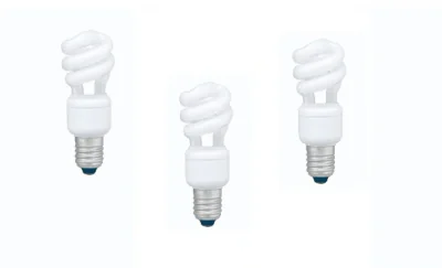 SET 3 becuri fluorescent Panasonic, soclu E27, putere 8W, forma spirala, lumina alb calda, alimentare 220 - 240 V, "EFD8E27HD3E-3"