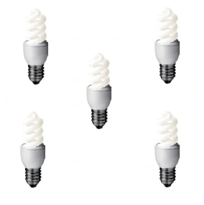 SET 3 becuri fluorescent Panasonic, soclu E27, putere 8W, forma spirala, lumina alb rece, alimentare 220 - 240 V, "EFD8E65HD-3"