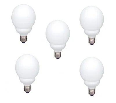 SET 5 becuri fluorescent Panasonic, soclu E27, putere 18W, forma oval, lumina alb rece, alimentare 220 - 240 V, "EFG18E65HD-5"