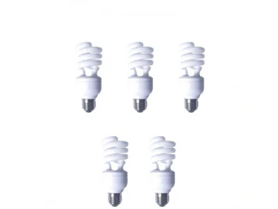 SET 5 becuri fluorescent Panasonic, soclu E27, putere 19W, forma spirala, lumina alb rece, alimentare 220 - 240 V, "EFD19E65HD3E-5"