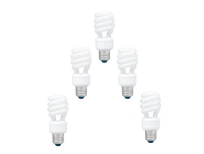 SET 5 becuri fluorescent Panasonic, soclu E27, putere 22W, forma spirala, lumina alb calda, alimentare 220 - 240 V, "EFD22E27HD3E-5"