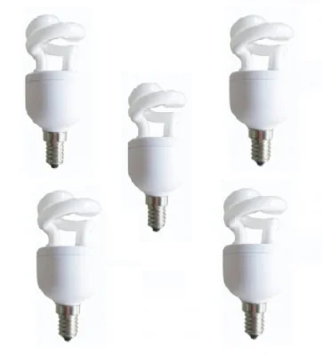 SET 5 becuri fluorescent Panasonic, soclu E27, putere 5W, forma spirala, lumina alb calda, alimentare 220 - 240 V, "EFD5E27HDE14E-5"