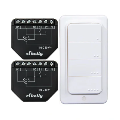 Set de 2 controlere WiFi pentru jaluzele/perdele Shelly Shutter + BLU RC Button 4