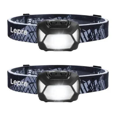 Set de 2 lanterne frontale LEPRO 320015-2 alimentate cu baterii, de 200 de lumeni