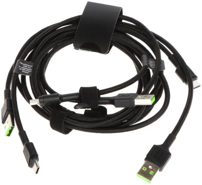 Set de cabluri USB-A - USB-C Green Cell KABGCSET01-GC, Ray, 0,3 m, 1,2 m, 2 m