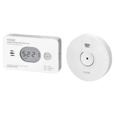 Set detectoare de monoxid de carbon (CO) și de fum Virone DC-7, 2 x LR6 (AA)