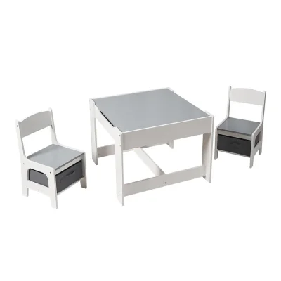 Set masuta si 2 scaune pentru copii , alb MDF, U-Grow