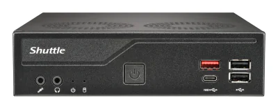 Shuttle Slim PC DH810 , S1851, 1x HDMI (2.1), 1x DP, 1x USB-C (DP), 1x 2.5", 2x M.2, 2x LAN (Intel 1G + 2.5G), 2x COM, 24/7 permanent operation, incl. VESA, 1.35L sized PC, Mini PC barebone, LGA 1851 (Socket V1), DDR5-SDRAM, M.2, PCI Express, Serial ATA, 120 W