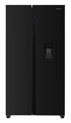 Side by Side HEINNER HSBS-H439NFBKWDE++, No Frost, 439 L, Clasa E, Dozator apa, Negru