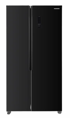 Side by Side HEINNER HSBS-HM442NFGBKE++, No Frost, 442 L, Clasa E, Sticla neagra