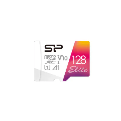 Silicon Power Elite. Capacity: 128 GB, Flash card type: MicroSDXC, Flash memory class: Class 10, Internal memory type: UHS-I, Read speed: 100 MB/s, UHS Speed Class: Class 1 (U1), Video Speed Class: V10. Protection features: Shock resistant, Waterproo