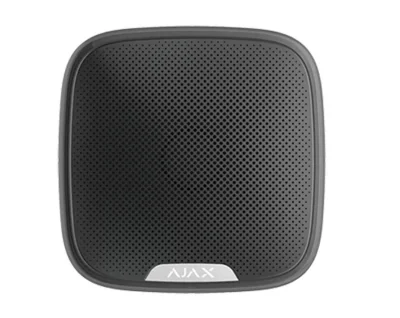 Sirena de exterior, wireless, negru - AJAX; Presiune acustica: 85 ÷ 113 dB @ 1 m; Timp alarma: 3 ÷ 180 s; Frecventa sunet: 3.5 ± 0.5 kHz; Timp alarmare: 0.15 s; Tip alarma: sonora + LED, conector LED extern; Frecventa operare: 868.0 - 868.6 MHz; Pute